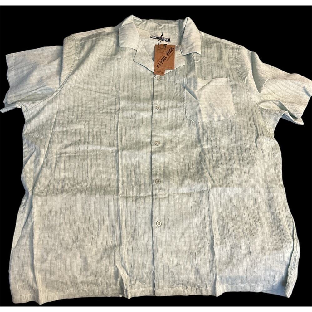 PJ Paul Jones Button Shirt Light Green Pocket Front Casual Mens‎ 2XL